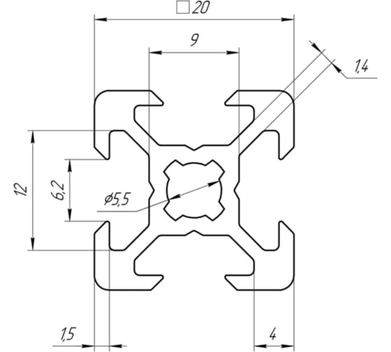 Профиль АЛТЕРВИА 20х20 н/а V-паз A012020061X1000