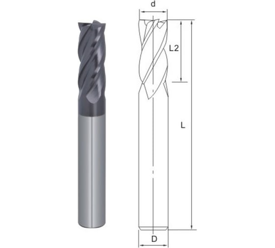 Концевая фреза TTM тв/сплав. D12.Z4.12x30x75.35 TiAlN без фаски 4603390580334