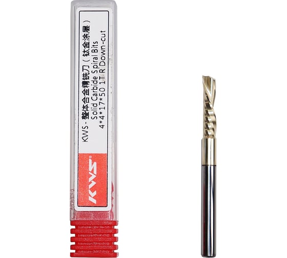 Фреза спиральная чистовая KWS (стружка вниз) 4x4x17x50 Z1 RH Golden Coating RFG1C0223