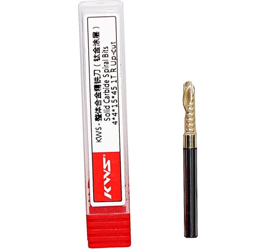 Фреза спиральная чистовая KWS (стружка вверх) 4x4x15x45 Z1 RH Golden Coating RFG1C0222