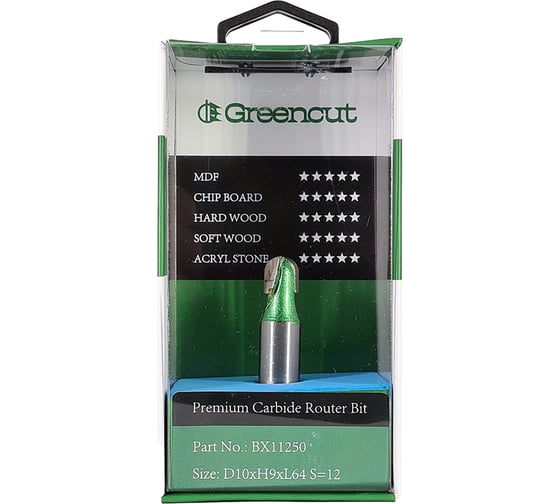 Фреза профильная для фасадов (10x9x64 мм; S=12 мм) Greencut BX11250