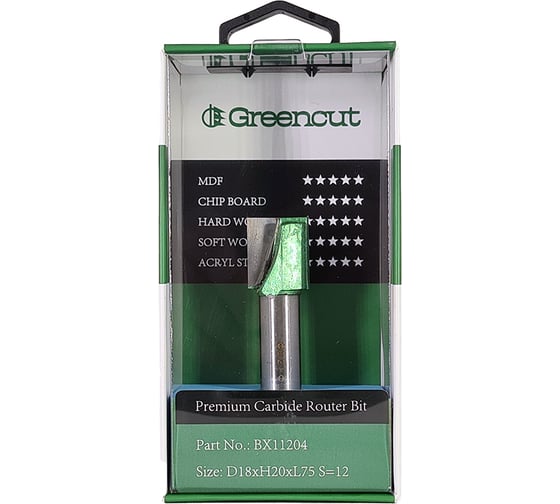 Фреза профильная для фасадов (18x20x75 мм; S=12 мм) Greencut BX11204