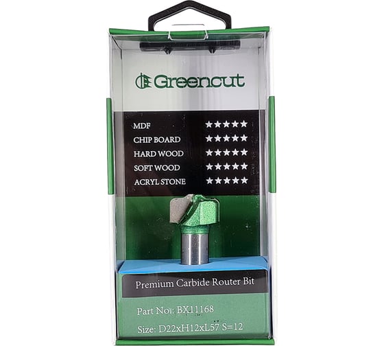Фреза профильная для фасадов (22x12x57 мм; S=12 мм) Greencut BX11168