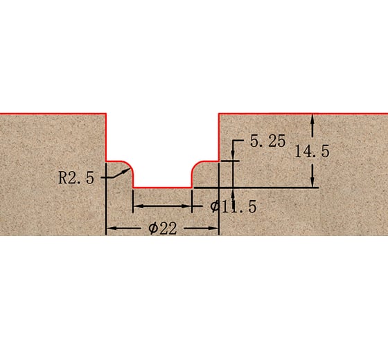 Фреза профильная для фасадов (22x14.5x59.5 мм; S=12 мм) Greencut BX11077