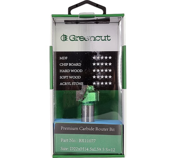 Фреза профильная для фасадов (22x14.5x59.5 мм; S=12 мм) Greencut BX11077