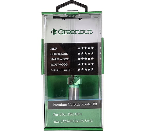 Фреза профильная для фасадов (20x10x55 мм; S=12 мм) Greencut BX11071