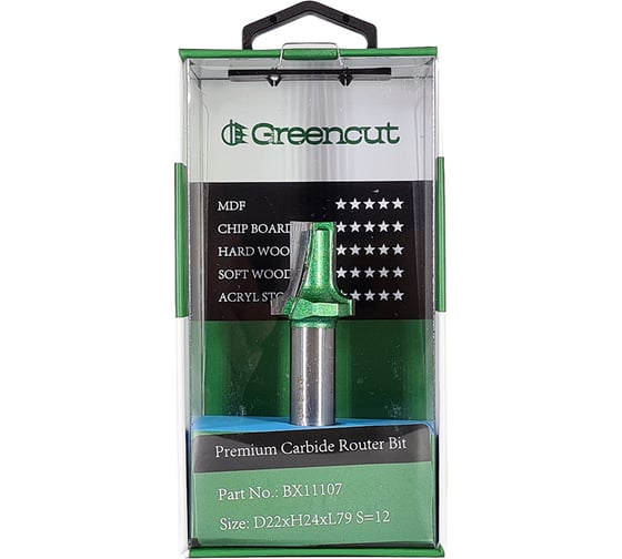 Фреза профильная для фасадов (22x24x79 мм; S=12 мм) Greencut BX11107
