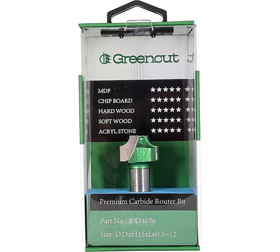 Фреза профильная для фасадов (23x15x60 мм; S=12 мм) Greencut BX11076