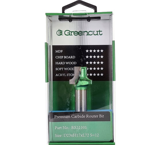 Фреза профильная для фасадов (23x17x72 мм; S=12 мм) Greencut BX11101