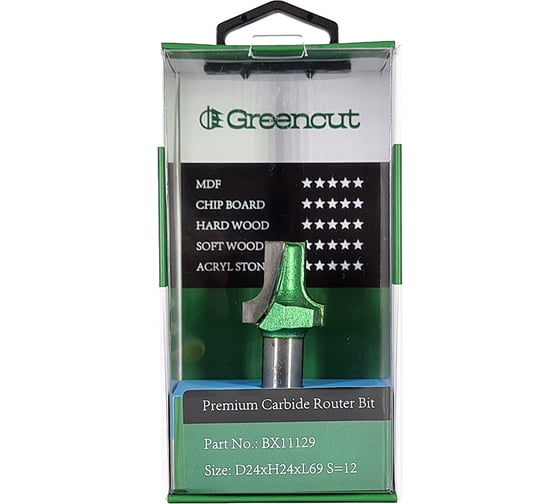 Фреза профильная для фасадов (24x24x69 мм; S=12 мм) Greencut BX11129