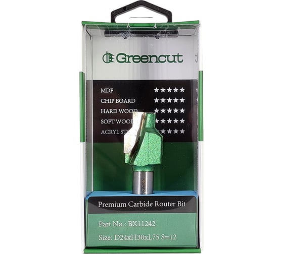 Фреза профильная для фасадов (24x30x75 мм; S=12 мм) Greencut BX11242
