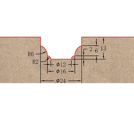 Фреза профильная для фасадов (24x13x58 мм; S=12 мм) Greencut BX11133