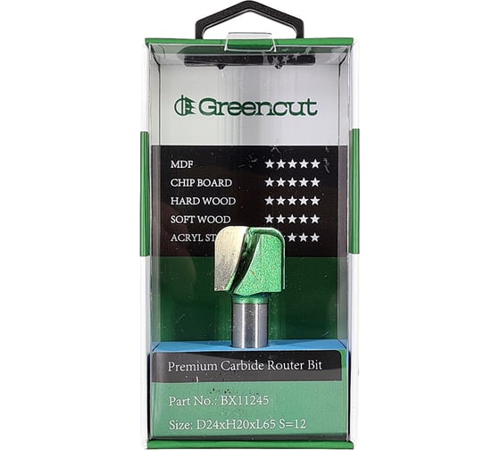 Фреза профильная для фасадов (24x20x65 мм; S=12 мм) Greencut BX11245