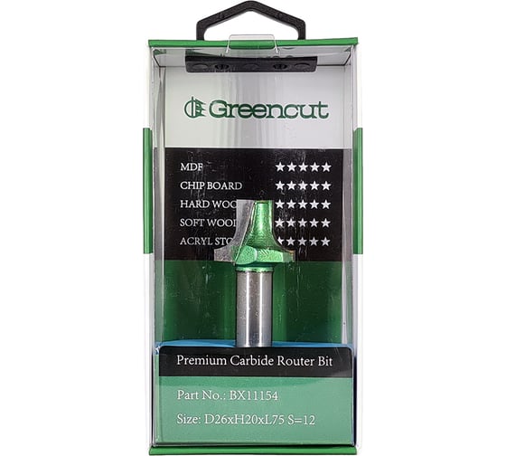 Фреза профильная для фасадов (26x20x75 мм; S=12 мм) Greencut BX11154
