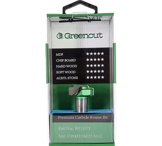 Фреза профильная для фасадов (26x10x55 мм; S=12 мм) Greencut BX11072