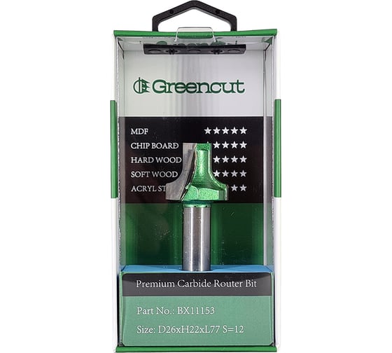 Фреза профильная для фасадов (26x22x77 мм; S=12 мм) Greencut BX11153