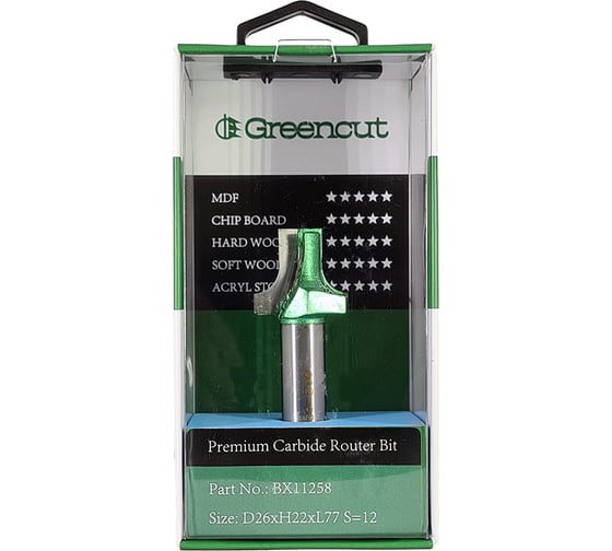 Фреза профильная для фасадов (26x22x77 мм; S=12 мм) Greencut BX11258