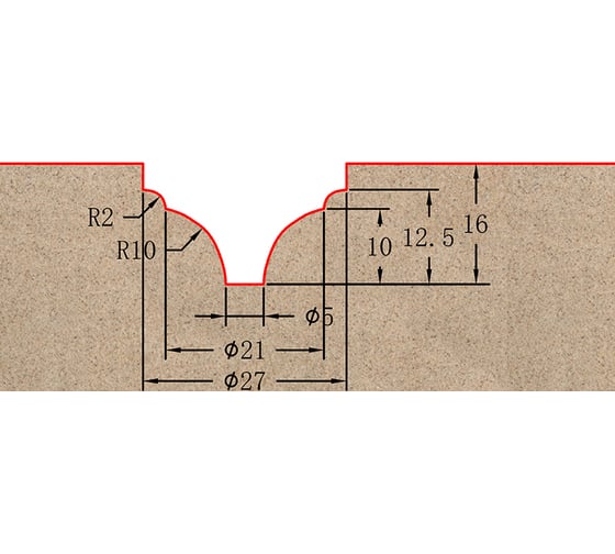 Фреза профильная для фасадов (27x16x61 мм; S=12 мм) Greencut BX11218
