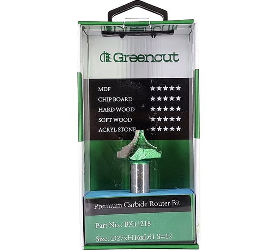 Фреза профильная для фасадов (27x16x61 мм; S=12 мм) Greencut BX11218