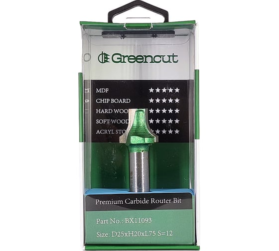 Фреза профильная для фасадов (25x20x75 мм; S=12 мм) Greencut BX11093
