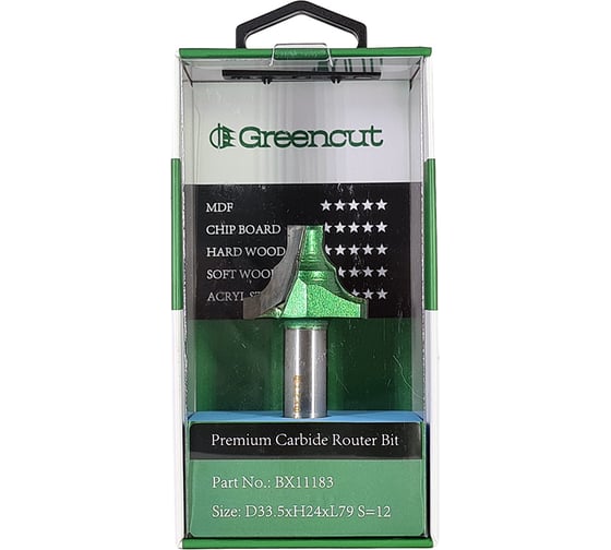 Фреза профильная для фасадов (33.5x24x79 мм; S=12 мм) Greencut BX11183