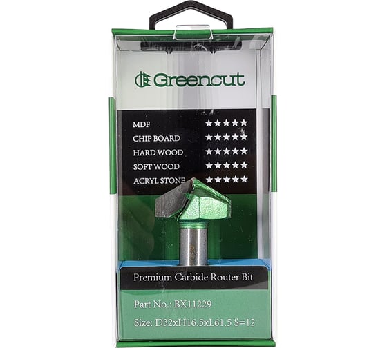 Фреза профильная для фасадов (32x16.5x61.5 мм; S=12 мм) Greencut BX11229