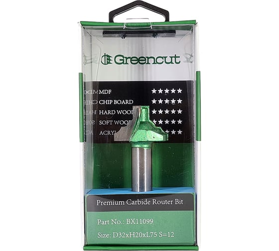 Фреза профильная для фасадов (32x20x75 мм; S=12 мм) Greencut BX11099
