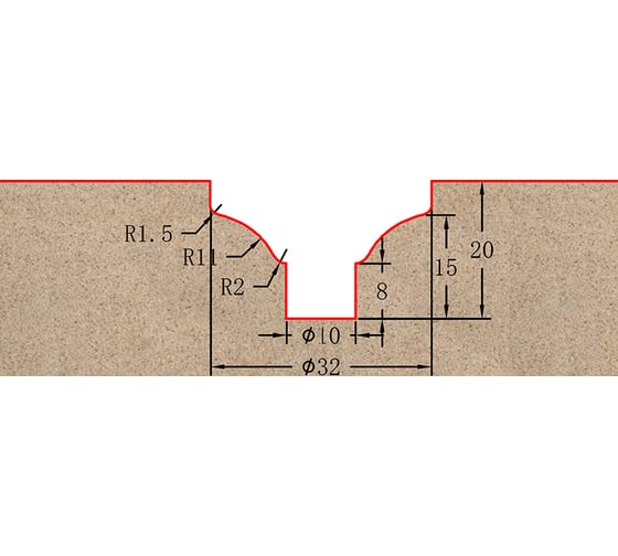 Фреза профильная для фасадов (32x20x75 мм; S=12 мм) Greencut BX11096