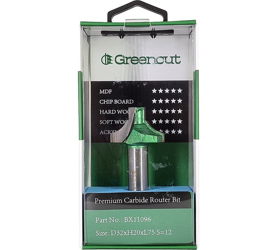 Фреза профильная для фасадов (32x20x75 мм; S=12 мм) Greencut BX11096