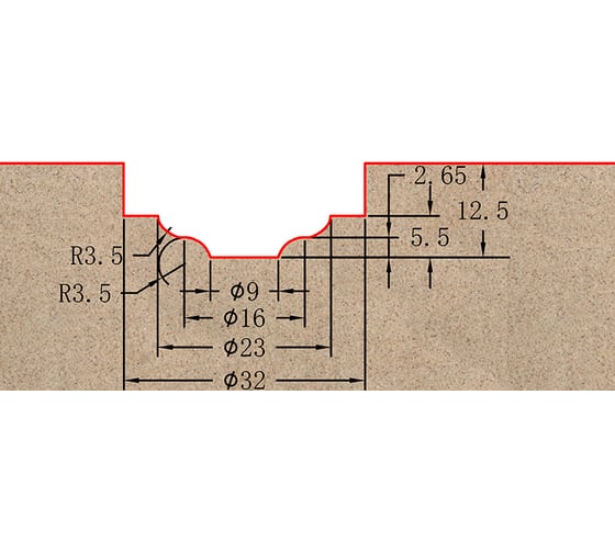 Фреза профильная для фасадов (32x12.5x57.5 мм; S=12 мм) Greencut BX11199