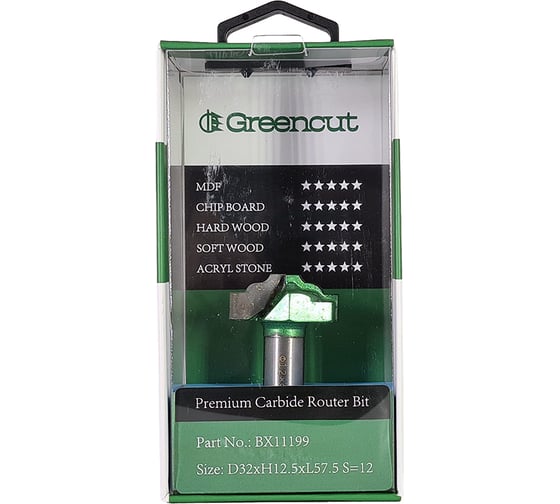 Фреза профильная для фасадов (32x12.5x57.5 мм; S=12 мм) Greencut BX11199