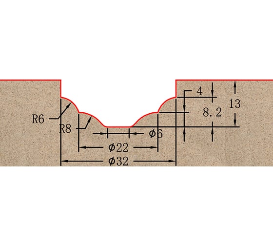 Фреза профильная для фасадов (32x13x58 мм; S=12 мм) Greencut BX11055