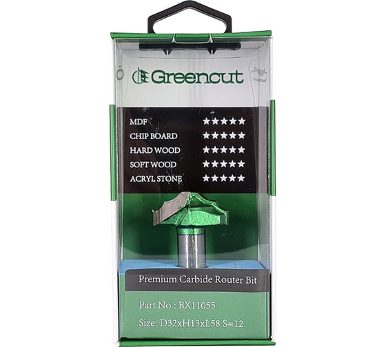 Фреза профильная для фасадов (32x13x58 мм; S=12 мм) Greencut BX11055