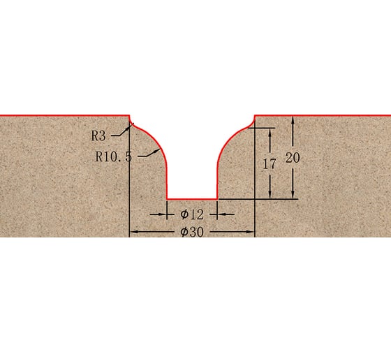 Фреза профильная для фасадов (30x20x75 мм; S=12 мм) Greencut BX11113