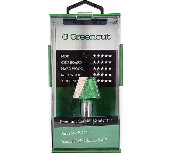 Фреза профильная для фасадов (28x20x65 мм; S=12 мм) Greencut BX11177