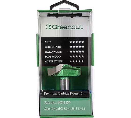 Фреза профильная для фасадов (42x13.5x58.5 мм; S=12 мм) Greencut BX11257