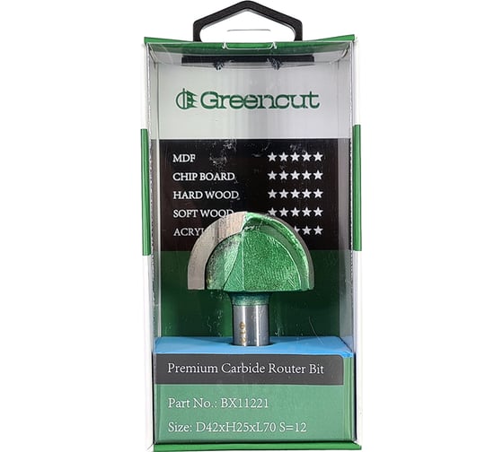 Фреза профильная для фасадов (42x25x70 мм; S=12 мм) Greencut BX11221