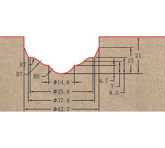 Фреза профильная для фасадов (42.7x21x66 мм; S=12 мм) Greencut BX11224