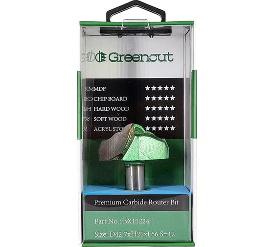 Фреза профильная для фасадов (42.7x21x66 мм; S=12 мм) Greencut BX11224