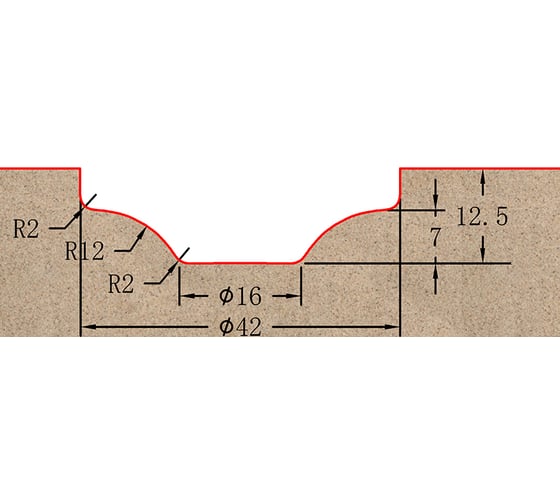 Фреза профильная для фасадов (42x12.5x57.5 мм; S=12 мм) Greencut BX11182