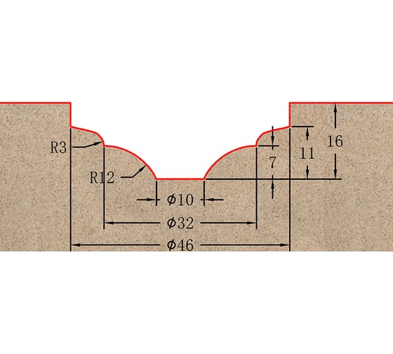 Фреза профильная для фасадов (46x16x61 мм; S=12 мм) Greencut BX11102