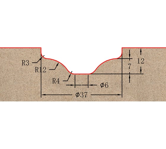 Фреза профильная для фасадов (37x12x57 мм; S=12 мм) Greencut BX11110