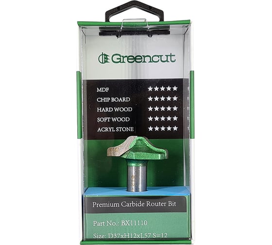 Фреза профильная для фасадов (37x12x57 мм; S=12 мм) Greencut BX11110