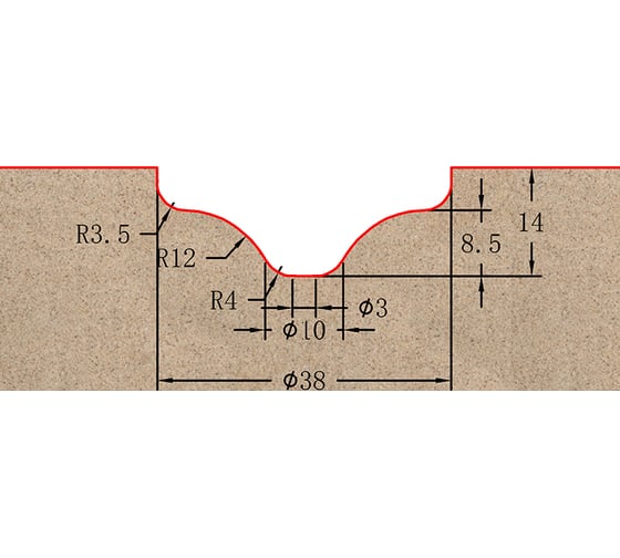 Фреза профильная для фасадов (38x14x59 мм; S=12 мм) Greencut BX11156