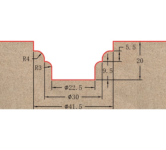 Фреза профильная для фасадов (41.5x20x65 мм; S=12 мм) Greencut BX11151