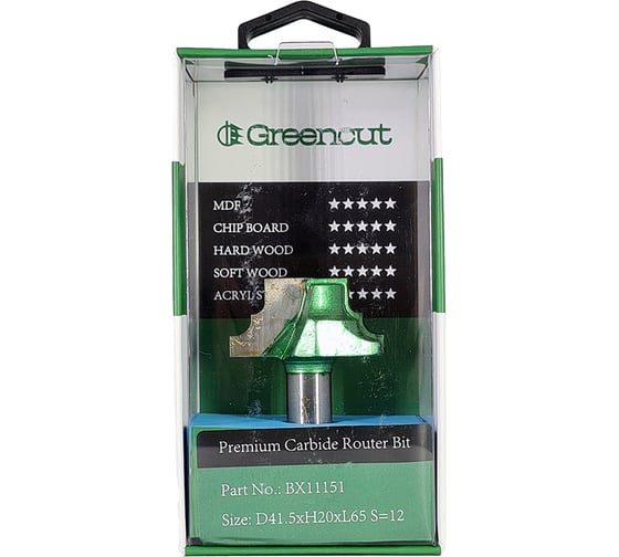 Фреза профильная для фасадов (41.5x20x65 мм; S=12 мм) Greencut BX11151