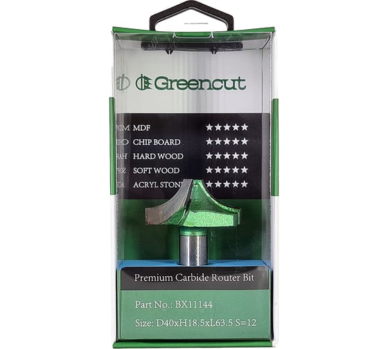 Фреза профильная для фасадов (40x18.5x63.5 мм; S=12 мм) Greencut BX11144