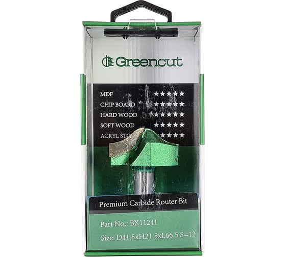 Фреза профильная для фасадов (41.5x21.5x66.5 мм; S=12 мм) Greencut BX11241