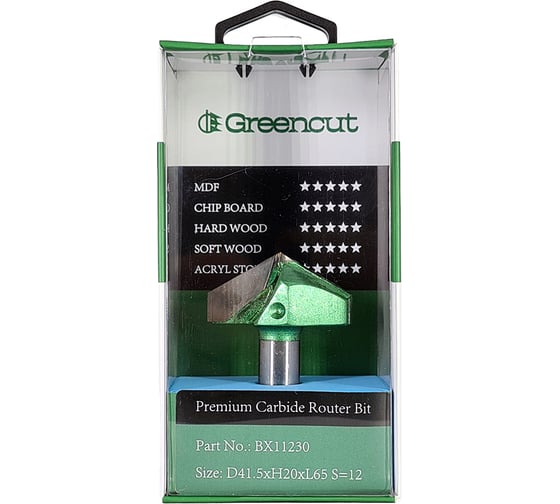 Фреза профильная для фасадов (41.5x20x65 мм; S=12 мм) Greencut BX11230