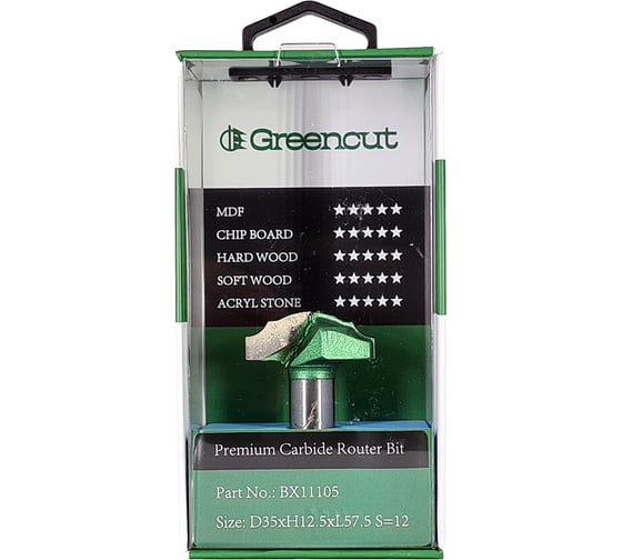 Фреза профильная для фасадов (35x12.5x57.5 мм; S=12 мм) Greencut BX11105